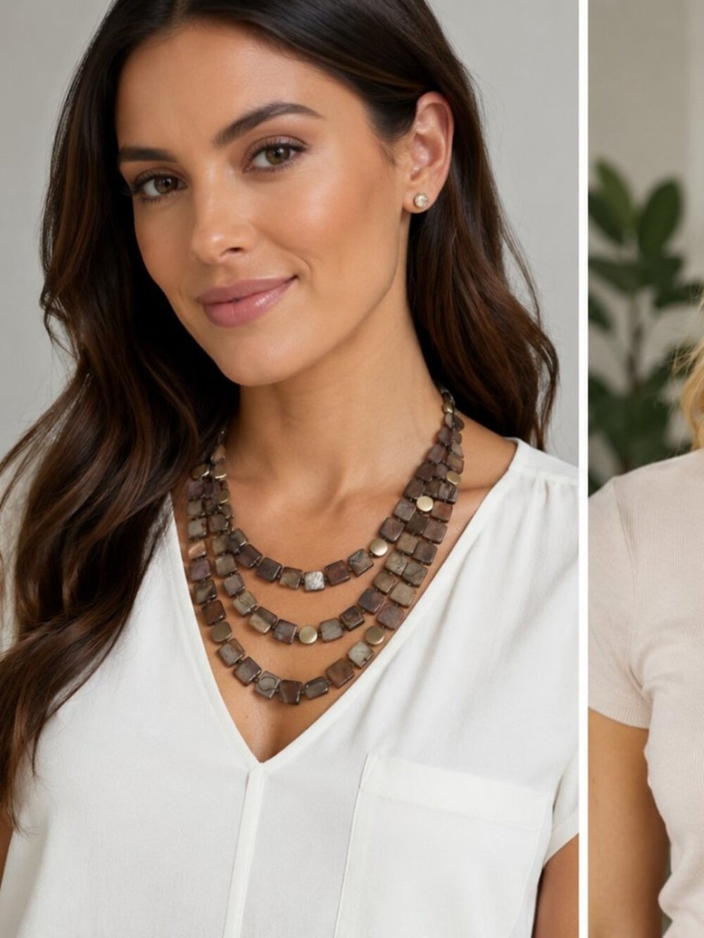 Look! J. Jill Adjustable Lenght Shell/Bead Neck in Neutral Browns - *NWT